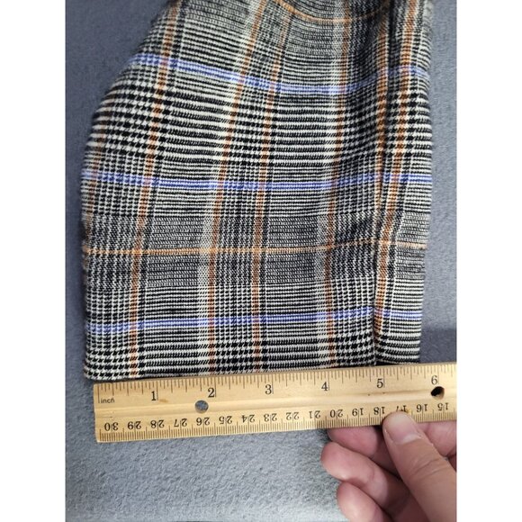 Theory Wool Blend Trousers Size 8 Autumn Plaid Straight Leg Ankle Acadamia - Picture 9 of 11